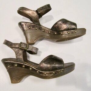 $200 GABOR UK 5 US 7 expresso PLATFORM sandal METALLIC brown NAIL HEADS sexy